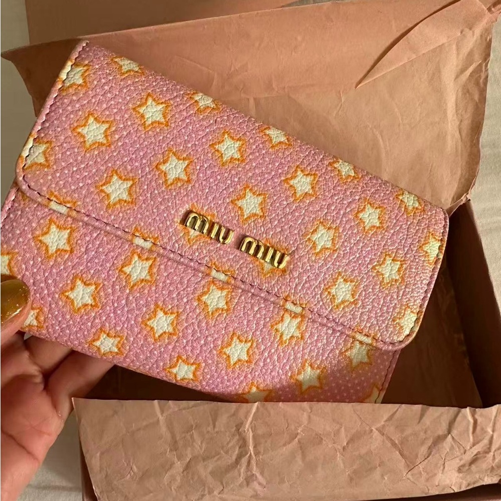 Miu Miu Pink and Yellow Star Wallet